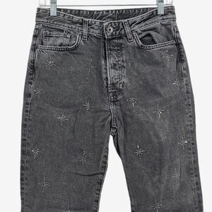 H&M Vintage Fit Faded Black High Rise Straight Jeans Y2K Grunge Edgy Womens 29